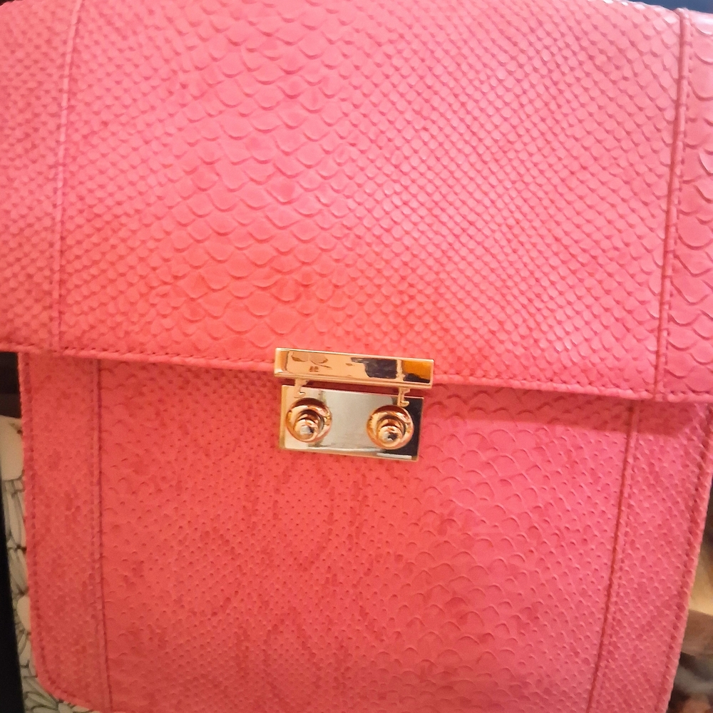 Pink Textured Crossbody Bag with Gold Hardware